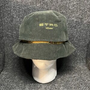 Etro Milano Reversible Bucket Hat Size Large Corduroy Plaid Made In Italy